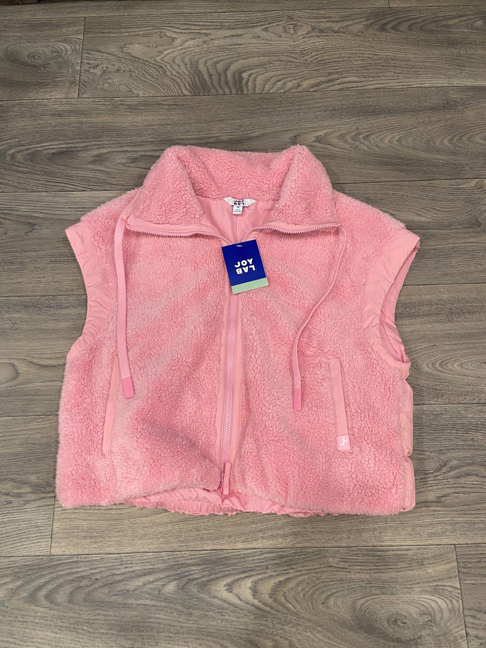 JoyLab Vest Women's Medium Pink Fuzzy High Pile & Puffer Mix Vest, NWT